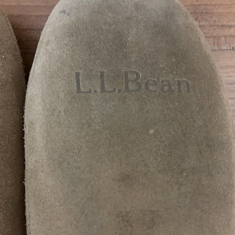 LL Bean Kids Classic Moccasins Size 4 Brown Suede Slippers - Picture 3 of 7